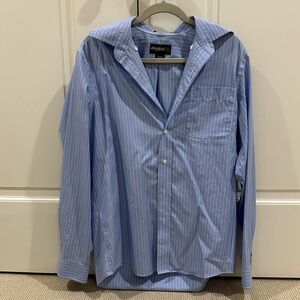 Eddie Bauer Light Blue Striped Casual Shirt